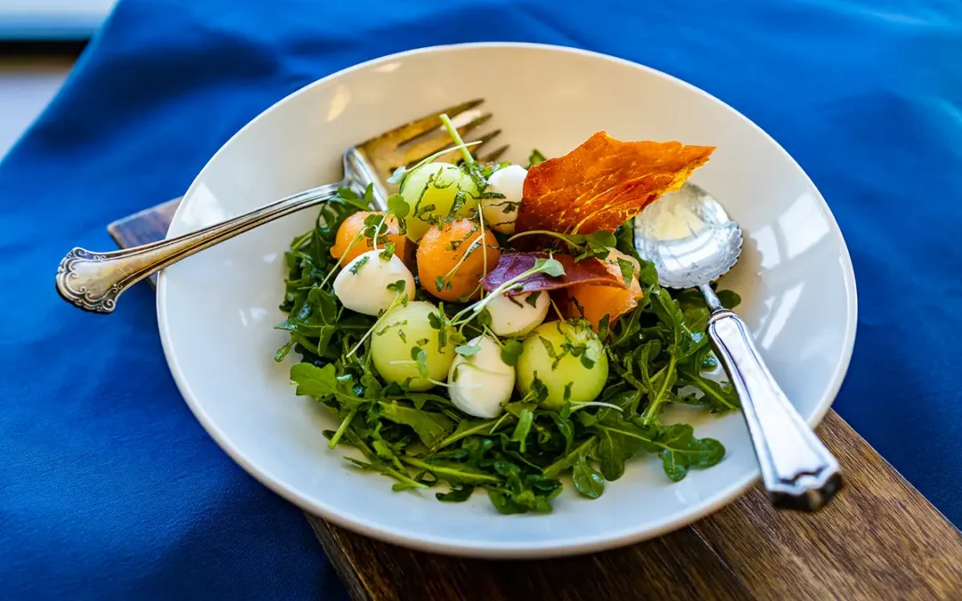 Melon Arugula Salad w/ Crispy Prosciutto